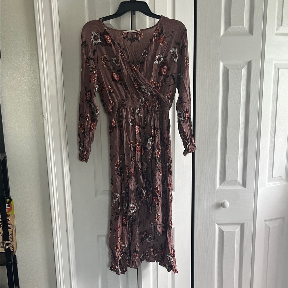 Amazon Mauve Floral Long Sleeve Dress